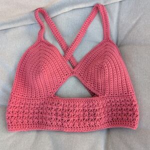 Elegant Pink Crochet Crop Top